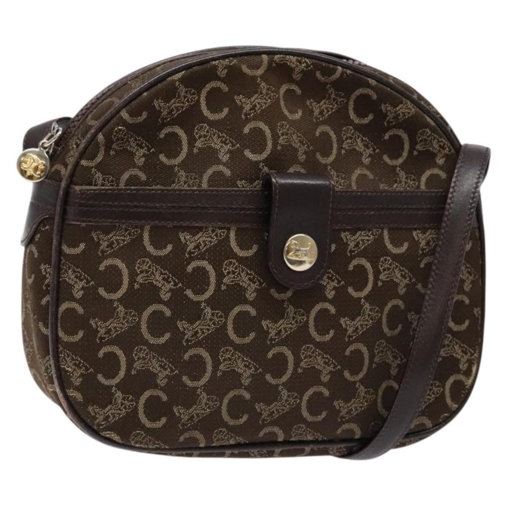 Authentic Celine C Sulky Shoulder Bag Canvas Brown